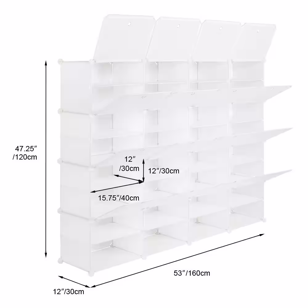 None 63.78 in. H 56-Pair White Shoe Rack