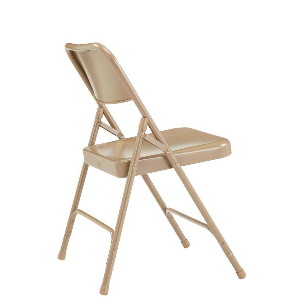 National Public Seating 200 Series Beige Premium All-Steel Double Hinge Folding Chair (4-Pack)