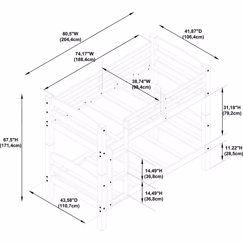 Powell Company Sanders Black Twin Over Twin Bunk Bed with Heavy Duty Slats