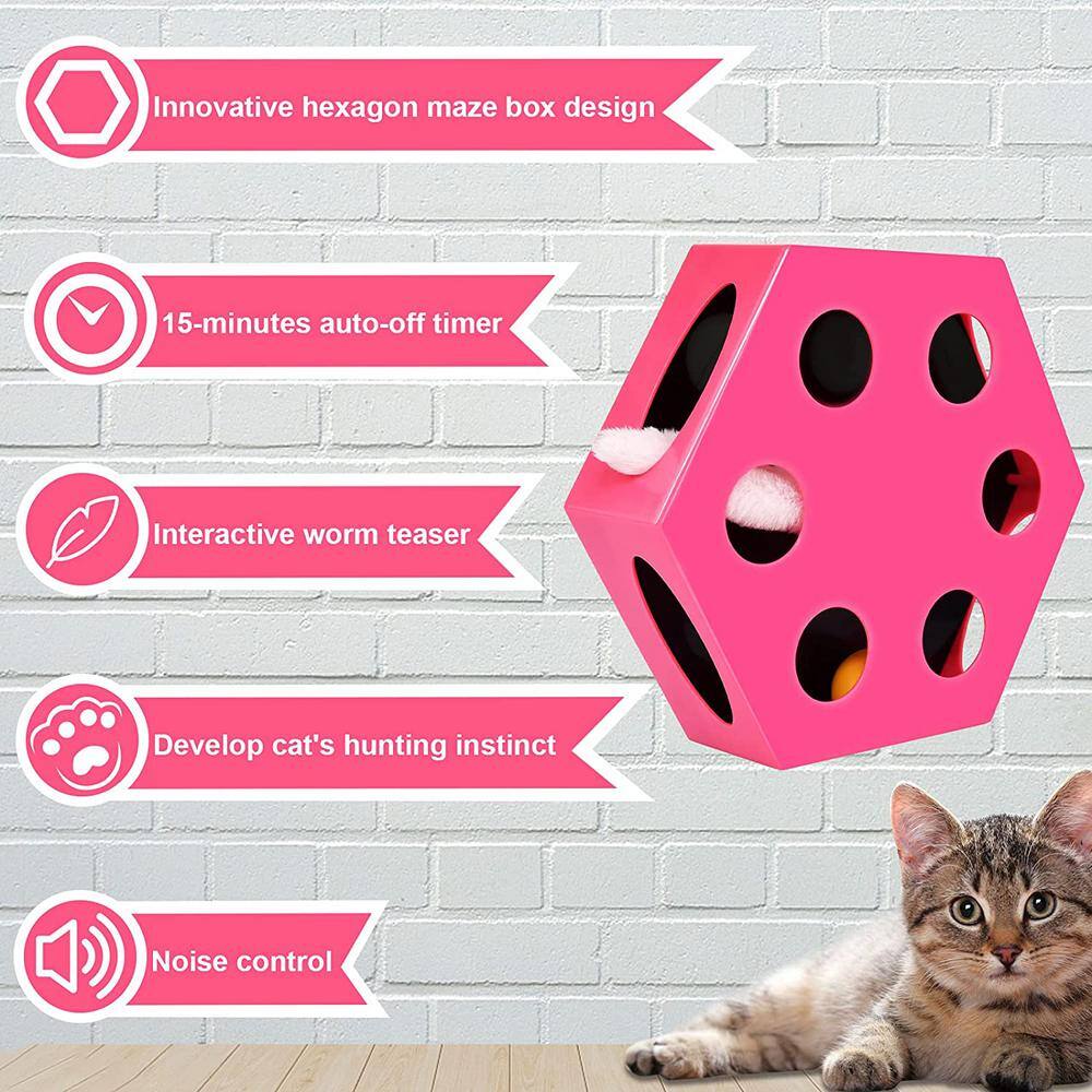 Tatayosi Interactive Cat Maze Box Toy with multifunctional ball, Pink