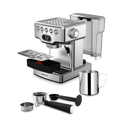 None 2- Cup Silver 20 Bar Espresso Machine with Milk Frother, 1.8L Water Tank, Stainless Steel
