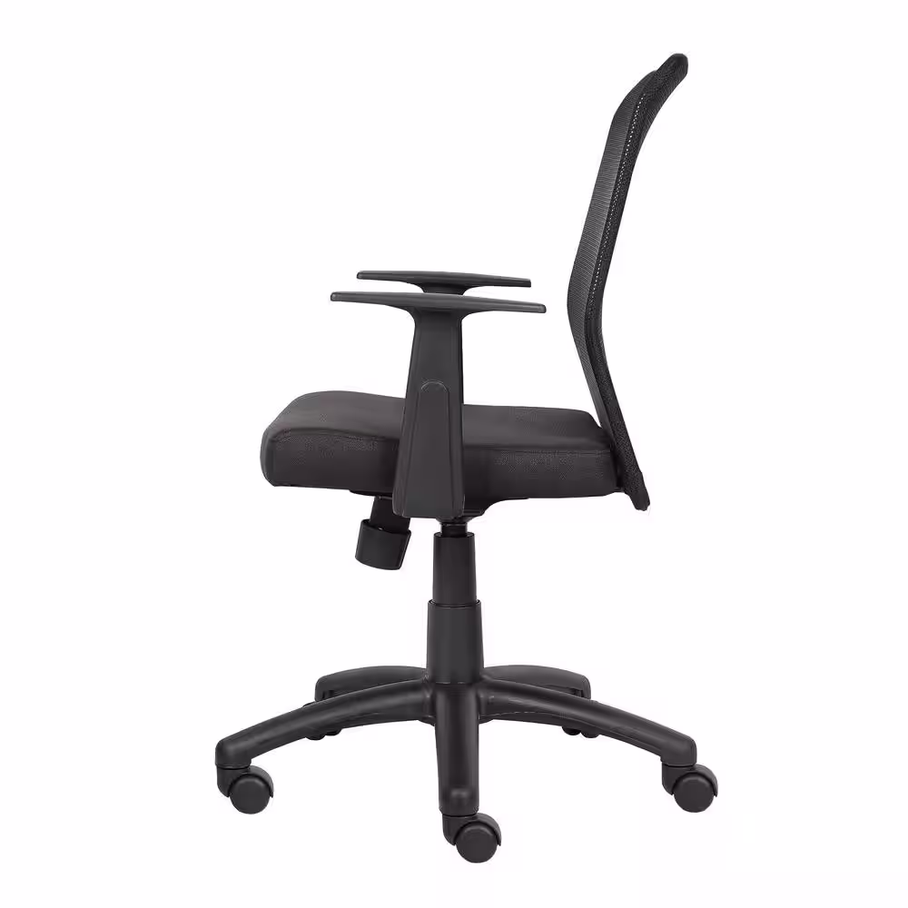 BOSS Office Products Black Mesh Task Chair with T-Arms, Seat Height Adjustment