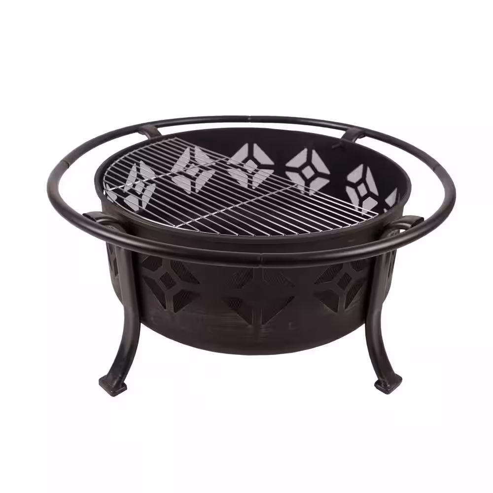 Pleasant Hearth Sunderland Deep Bowl 36 in. x 23 in. Square Steel Wood Fire Pit in Bronze