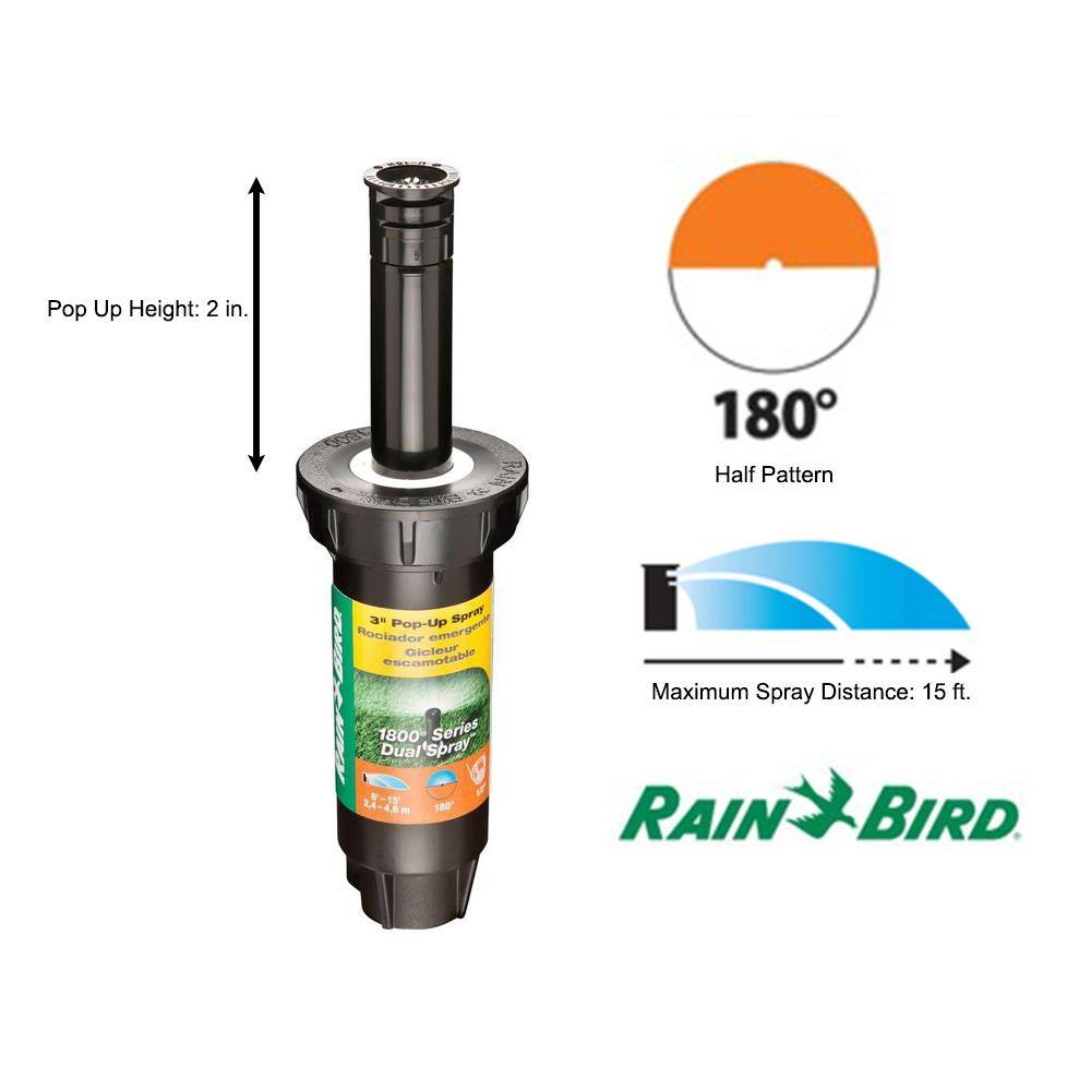 Rain Bird 1800 Series 3 in. Dual Spray Half Circle Sprinkler