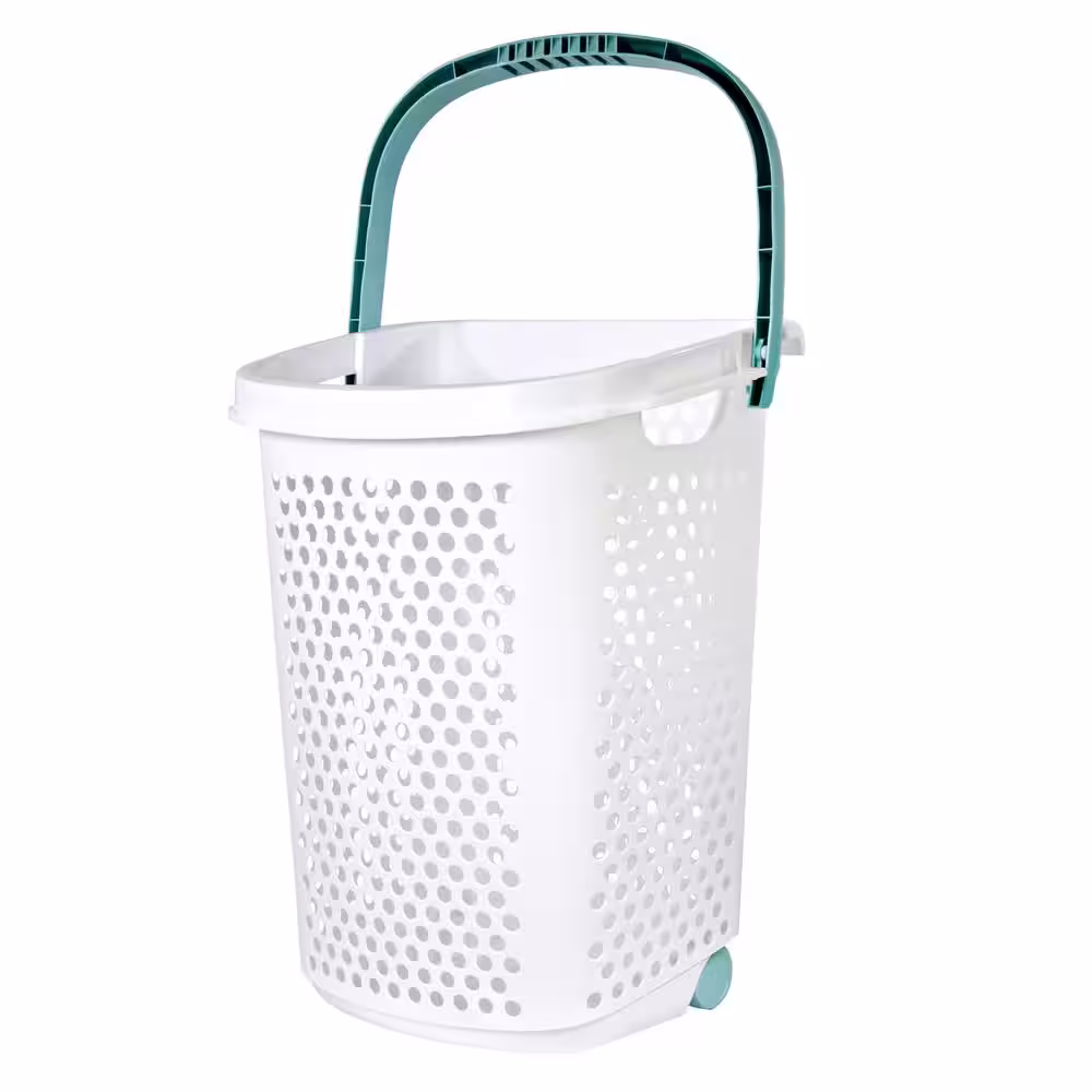 Home Logic 2.0 Bu. White Rolling Laundry Hamper (1 Case, 2 Units)