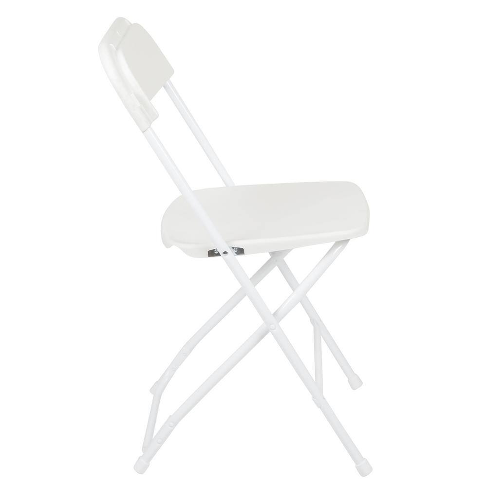 Carnegy Avenue White Plastic Seat with Metal Frame Folding Chair (Set of 2)