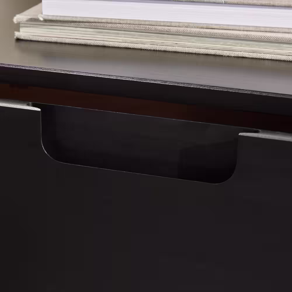 Welwick Designs 6-Drawer Black Solid Wood Mid-Century Modern Cutout Dresser (33 in. H x 52 in. W x 16 in. D)