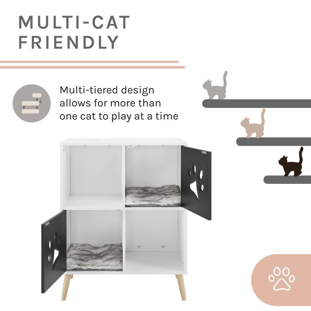 Sam's Pets Convertible Black and White Cat Tree End-Table Shelf