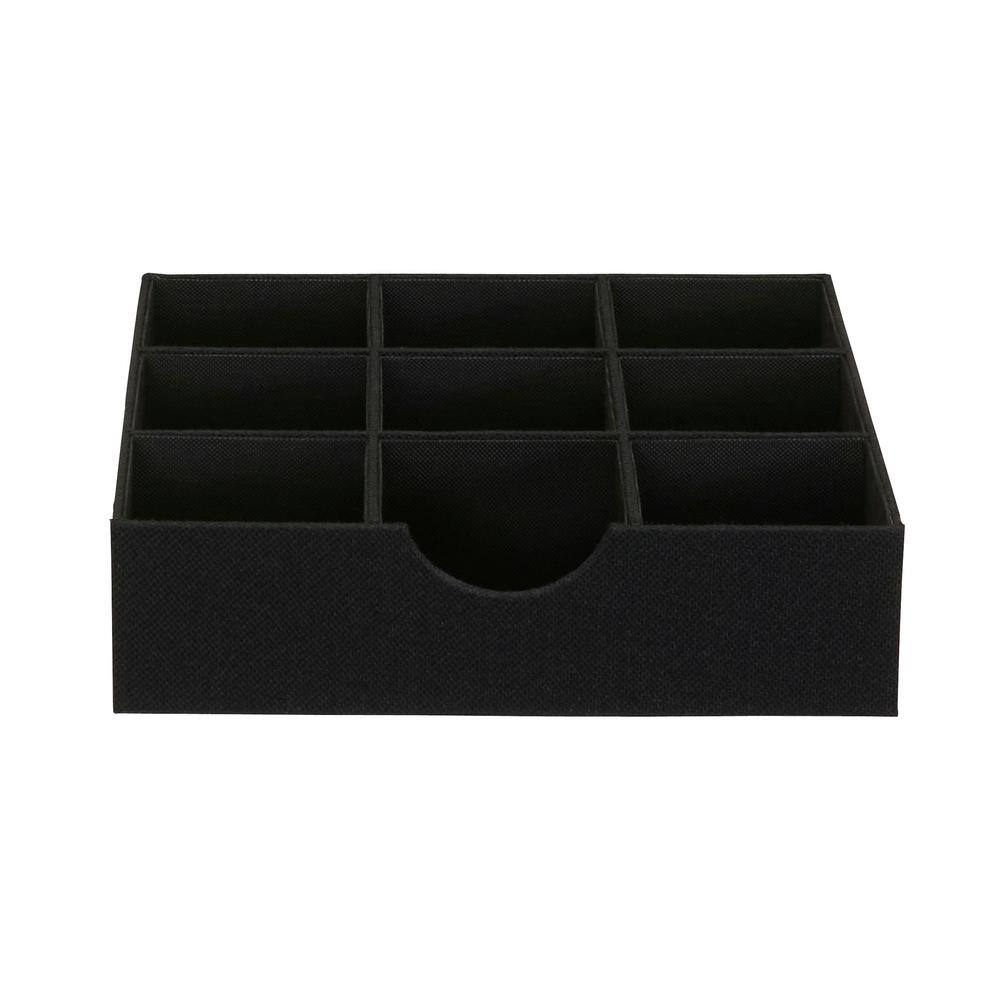 HOUSEHOLD ESSENTIALS 12 in. W x 3 in. H 1 Black Linen 1 Drawer Unit 9 Section Hard-Sided Trays (2-Pack)
