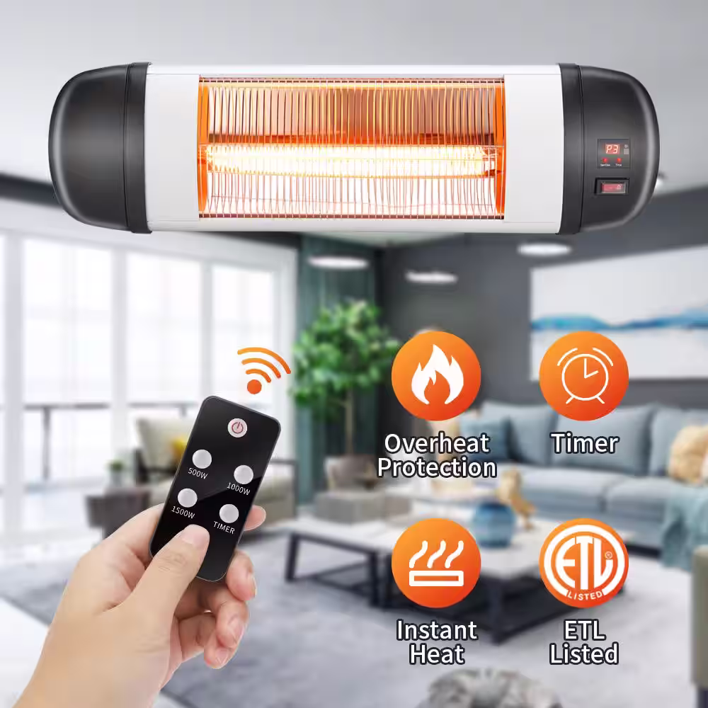 None 1500-Watt Electric Wall-Mount Terrace Heater with Remote Control