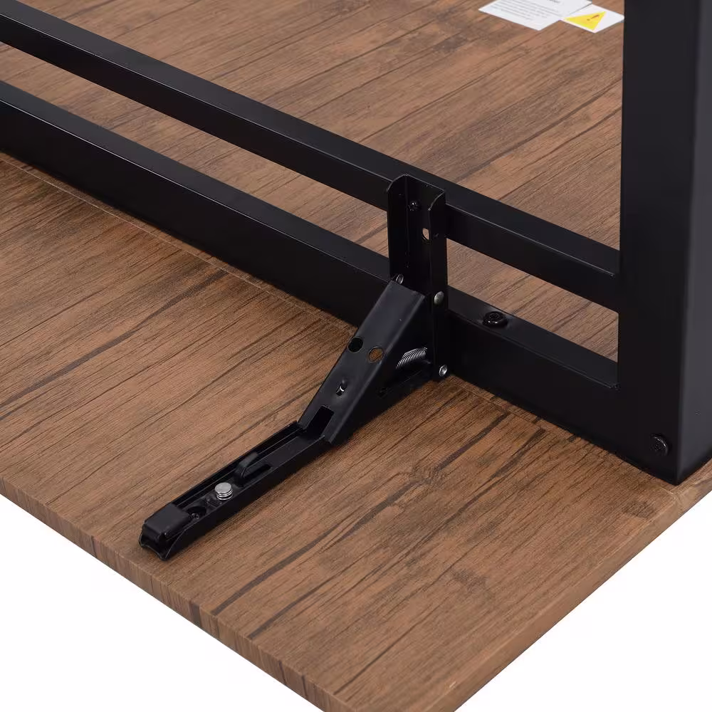 Harper & Bright Designs 5-Piece Drop Leaf Rectangle Brown Wood Top Black Dining Room Set Seats 4