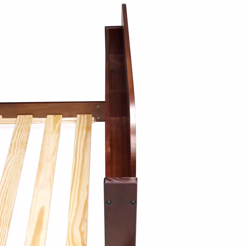 Welwick Designs Walnut Twin Solid Wood Bookcase Bed Frame