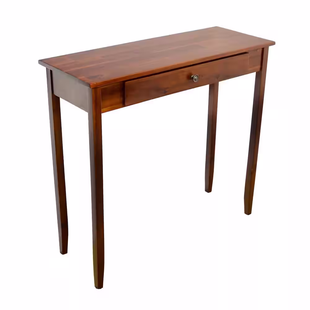 None 32 in. Mahogany Standard Rectangle Wood Console Table with Drawers