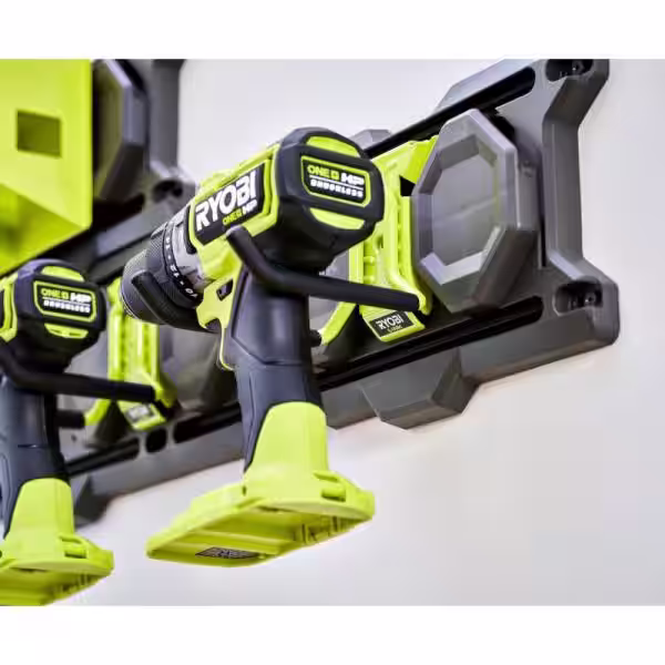 RYOBI LINK Tool Holding Shelf with Starter Kit, Wall Rails and Power Tool Hook (11-Piece)