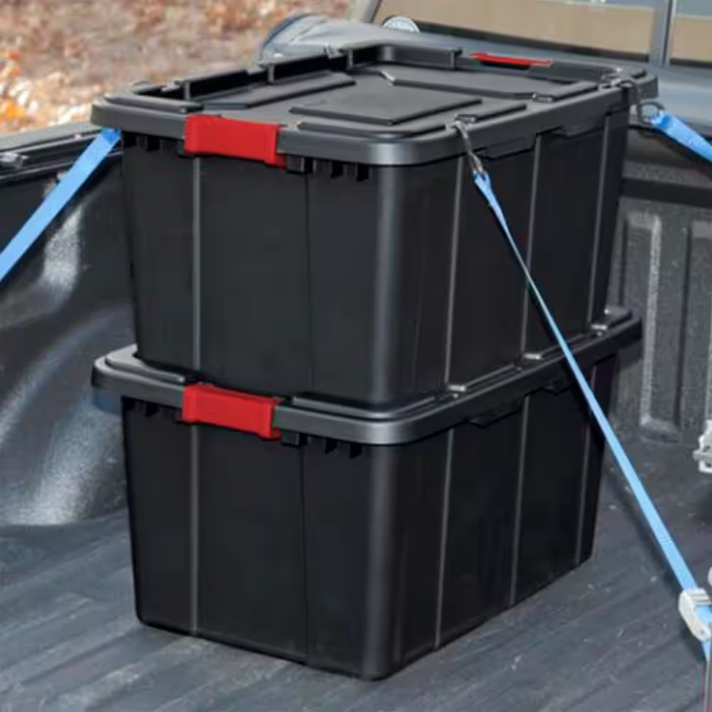 Sterilite 15-Gal. Durable Rugged Industrial Tote with Latches in Black (12-Pack)