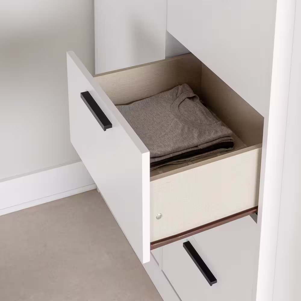 South Shore Logik Loft Bed with Desk, Pure White