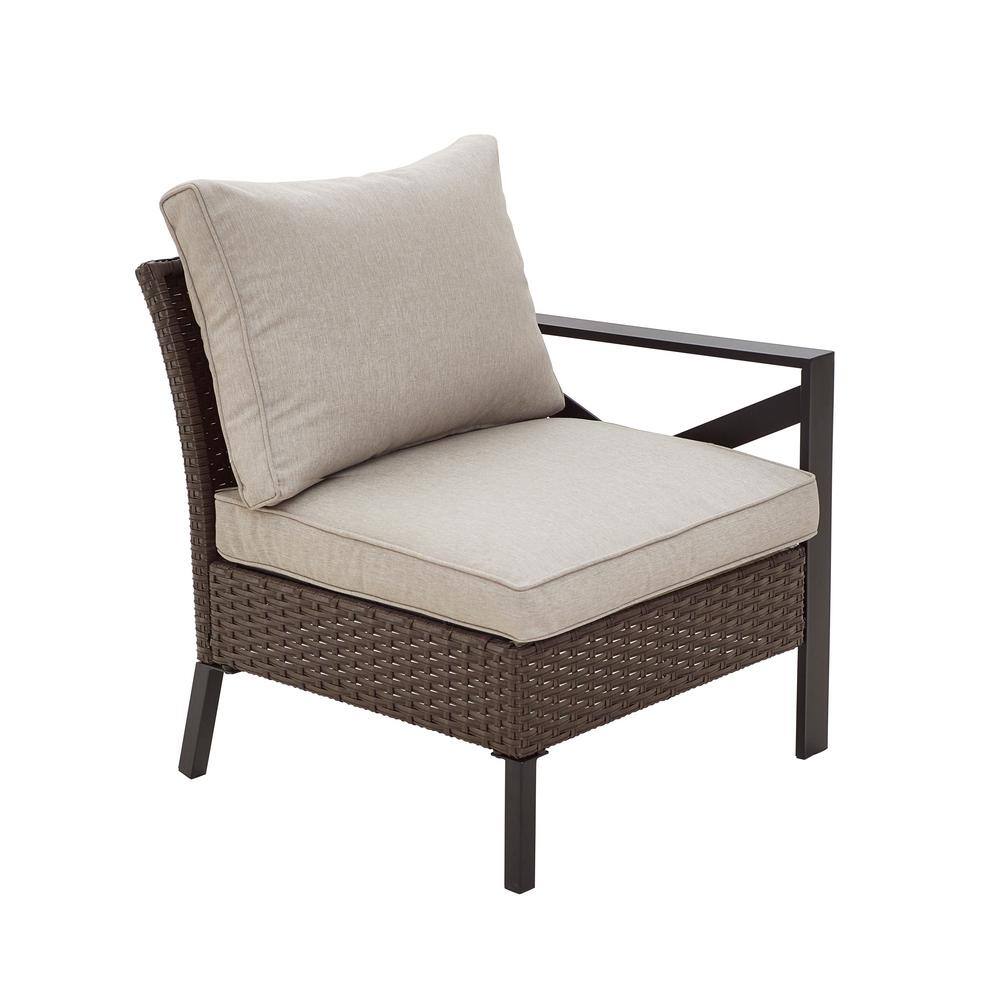 Patio Festival X-Arm 7-Piece Wicker Conversation Set with Beige Cushions