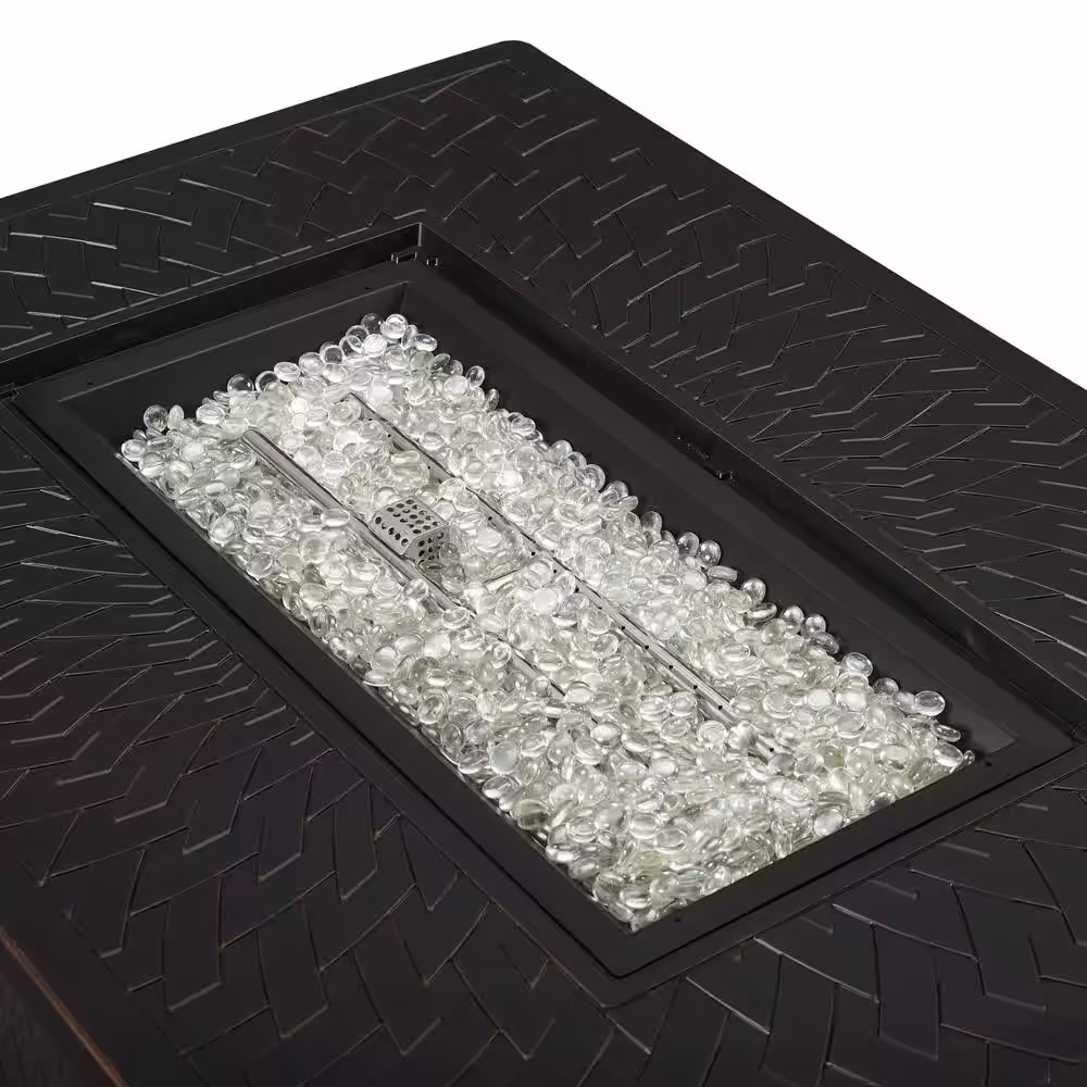 Fire Sense Mayfield 48 in. x 24.5 in Rectangular Aluminum LPG Fire Pit