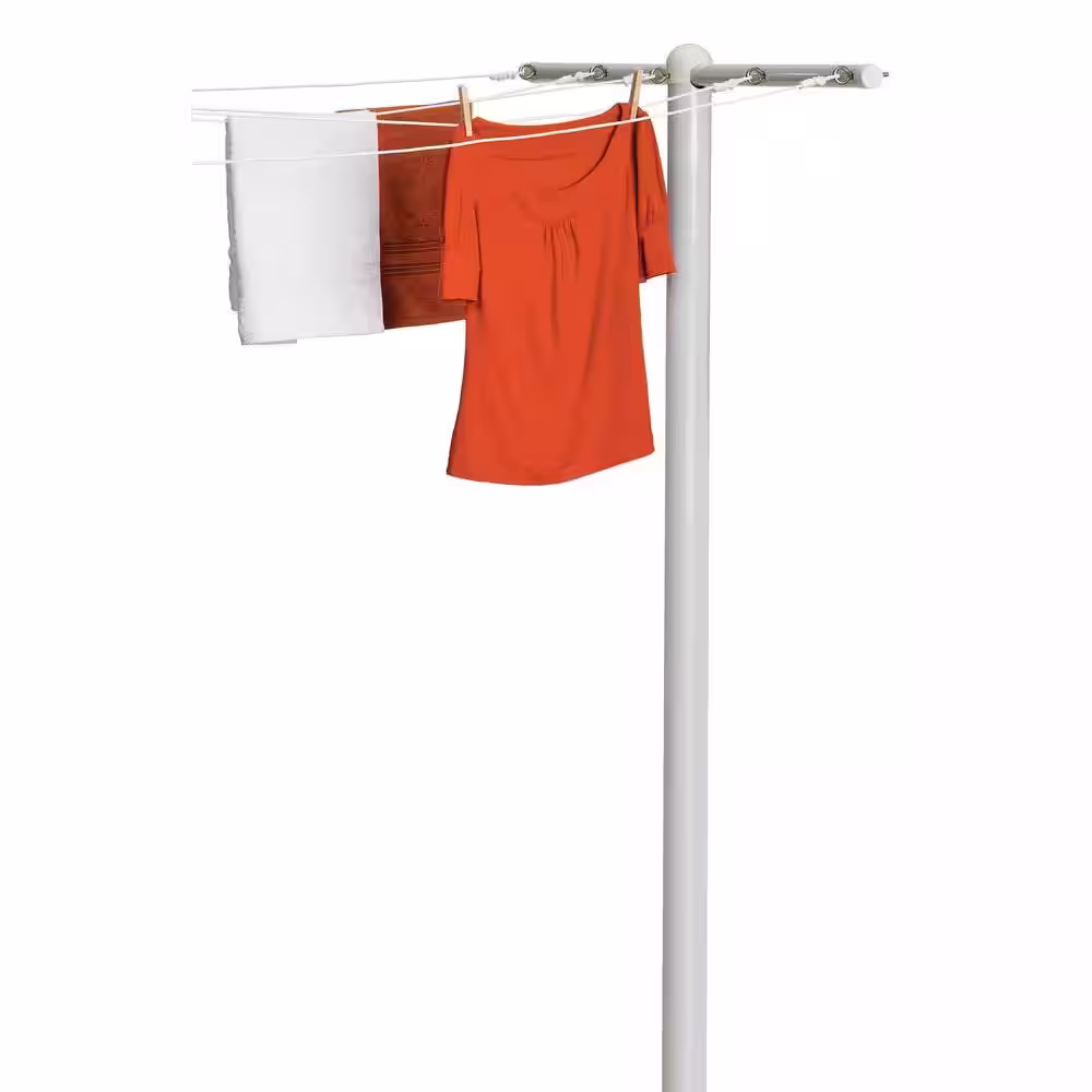 Honey-Can-Do 72 in. H x 45 in. L x 3 in. W 5-Line T-Post Dryer