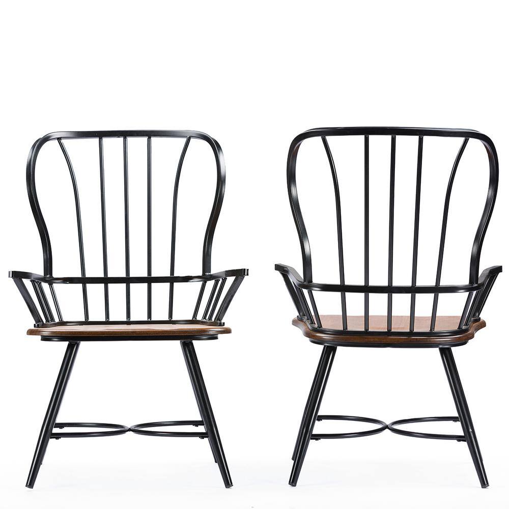 Baxton Studio Elfrida Black Metal Dining Armchairs (Set of 2)