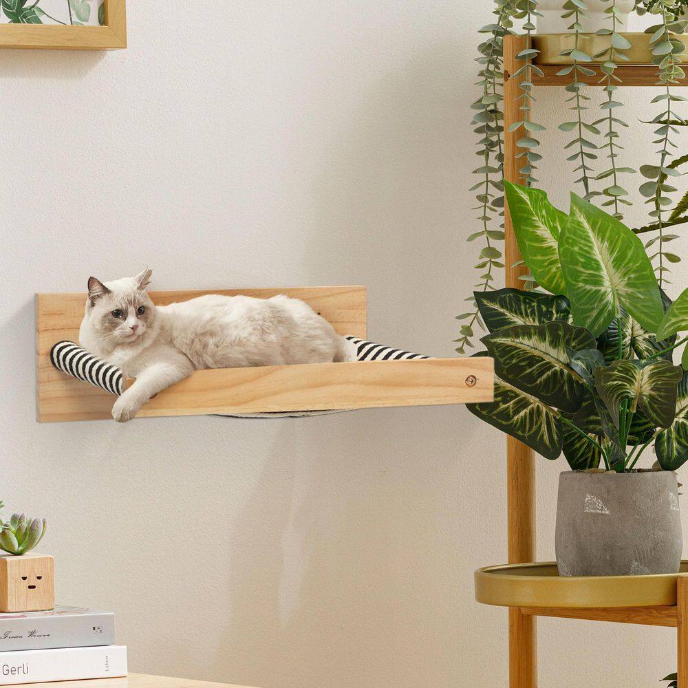 None Medium Wall-Mounted Wooden Cat Shelf