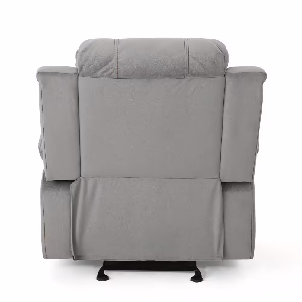 Noble House Celestina 39 in. Width Big and Tall Gray Microfiber Recliner