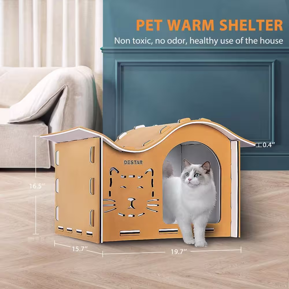VIVOHOME 15.7 in. Waterproof EVA Cat House with Wavy Roof