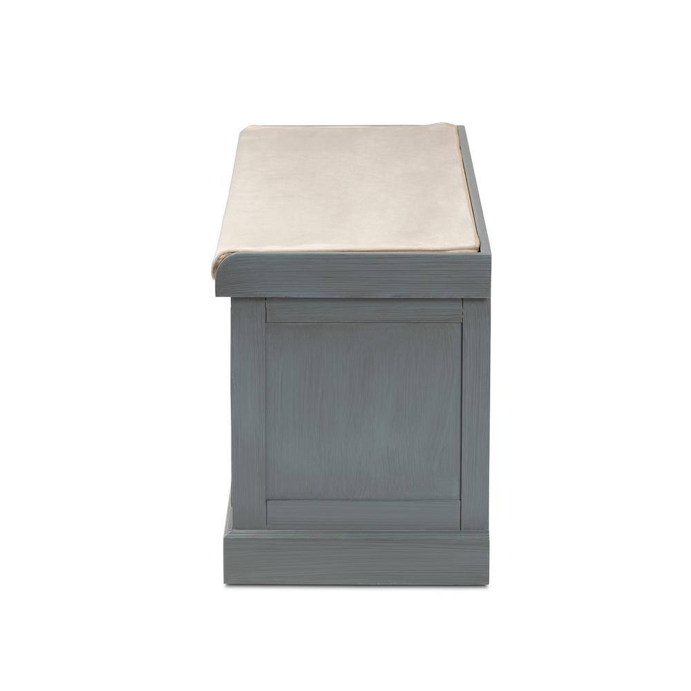 Baxton Studio Sheldon 19.7 in. W x 47.2 in. H, W 3-Pair Grey and Beige Wood Shoe Storage Bench