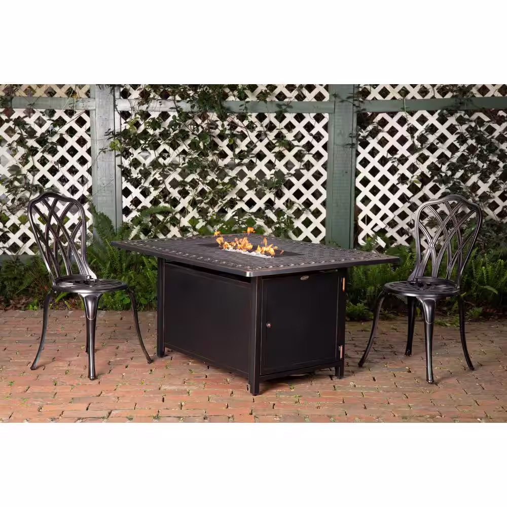 Fire Sense Meerin 48 in. x 24 in. Rectangle Aluminum LPG Fire Pit Table in Antique Bronze