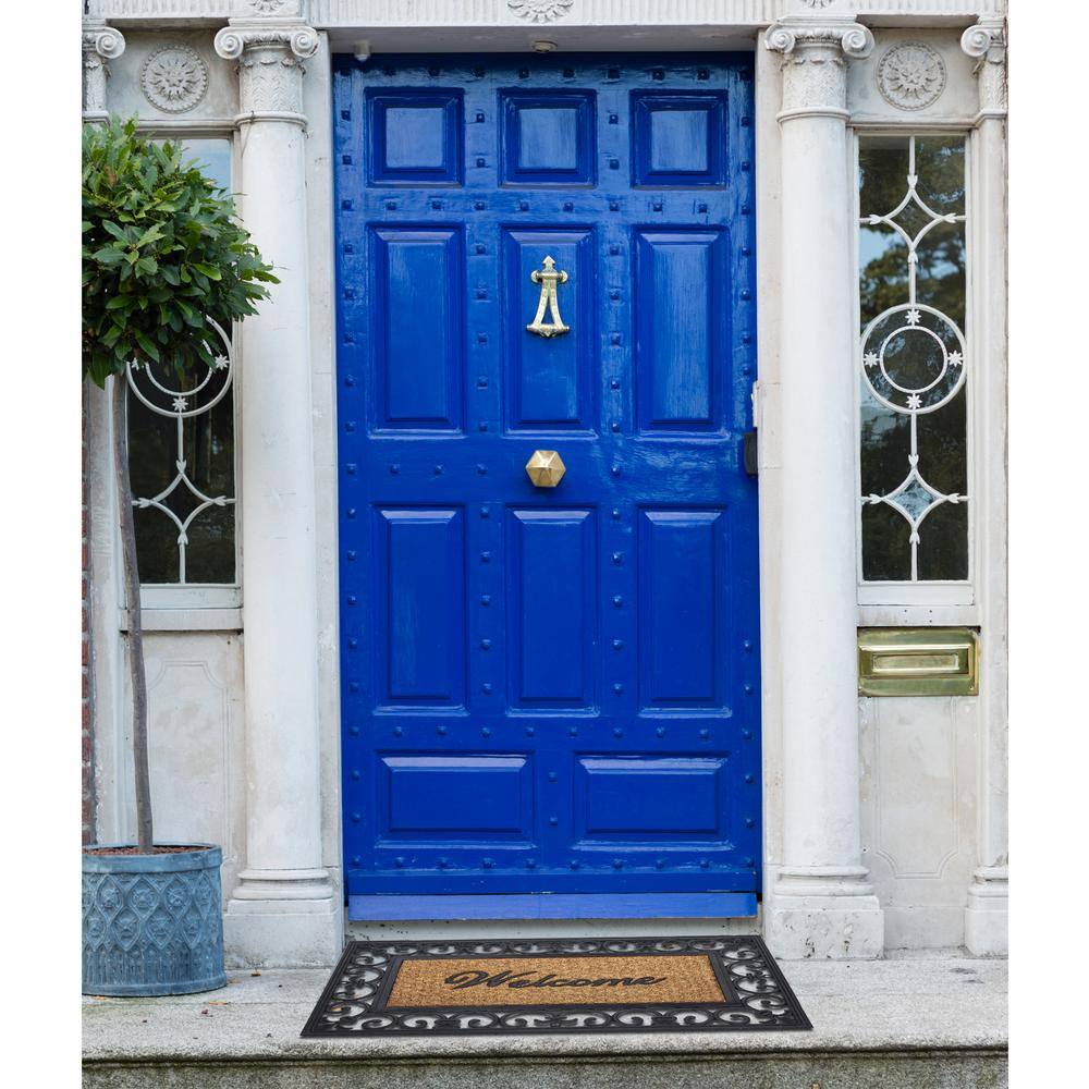 ACHIM Fleur De Lis 18 in. x 30 in. Wrought Iron Rubber Floor Mat