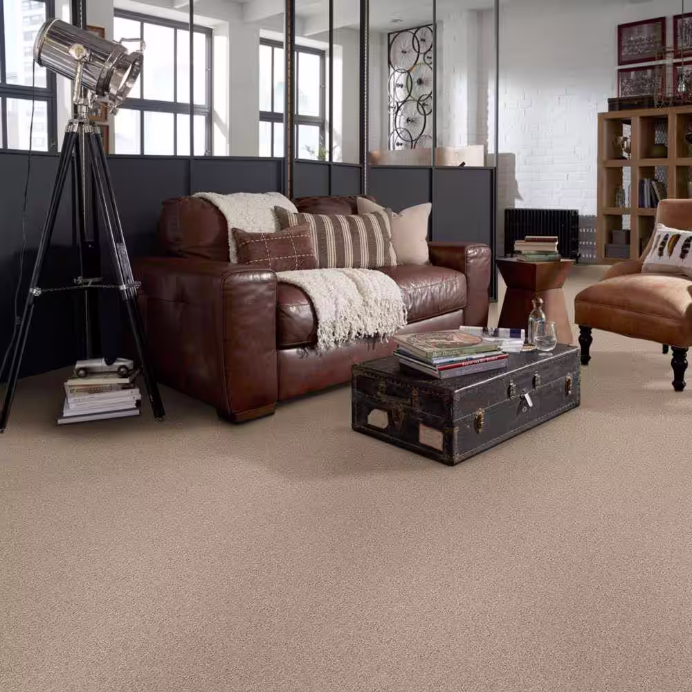 Home Decorators Collection Brave Soul II - Sand Trap - Beige 44 oz. Polyester Texture Installed Carpet