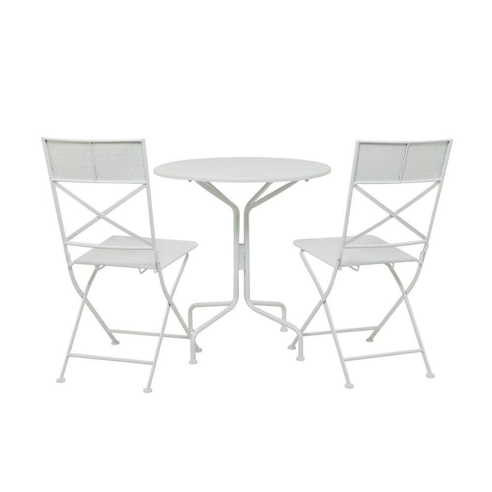 Litton Lane White Metal Traditional Matte Bistro Set (Set of 3)