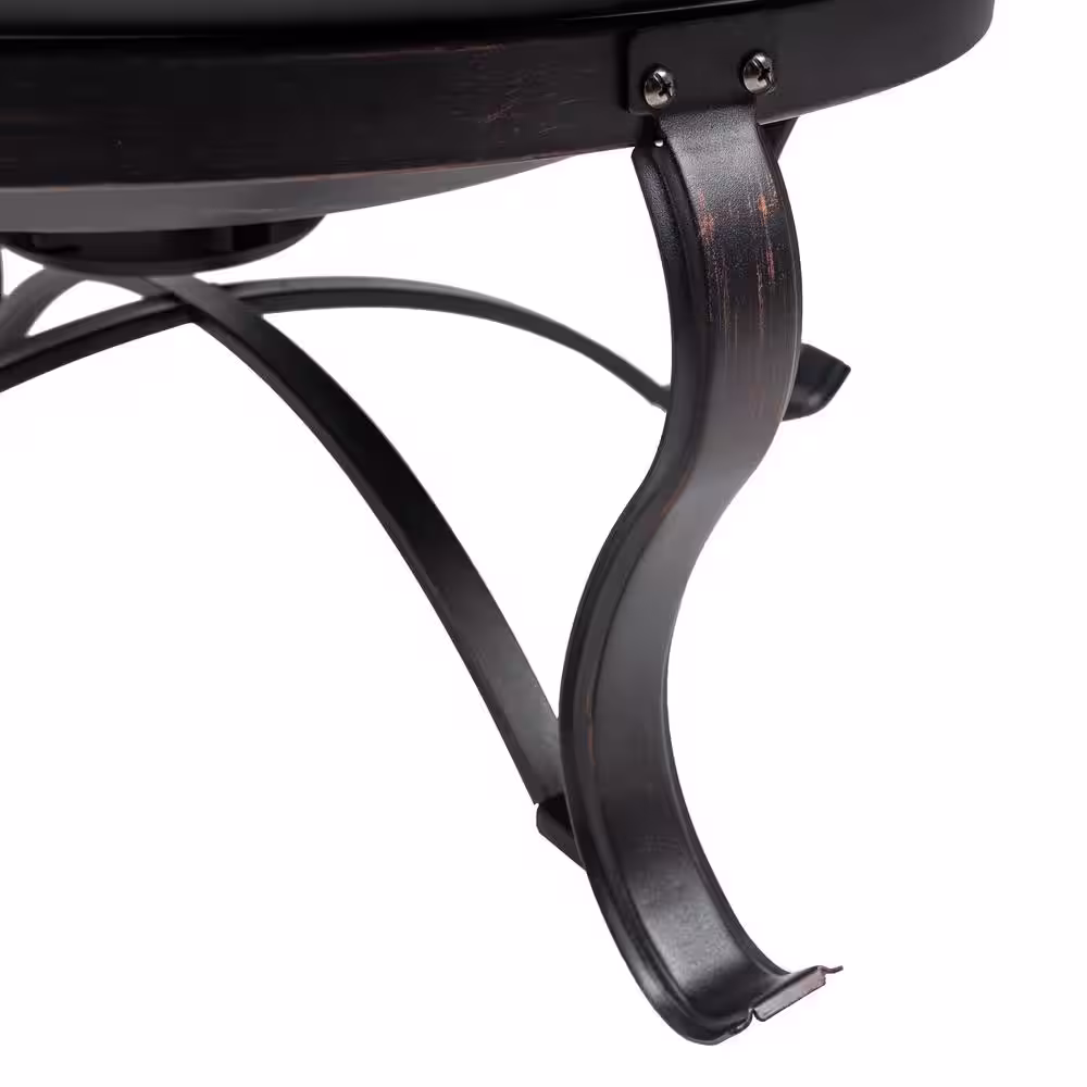 Hampton Bay Sadler 30 in. x 19 in. Round Steel Wood Burning Fire Pit in Rubbed Bronze