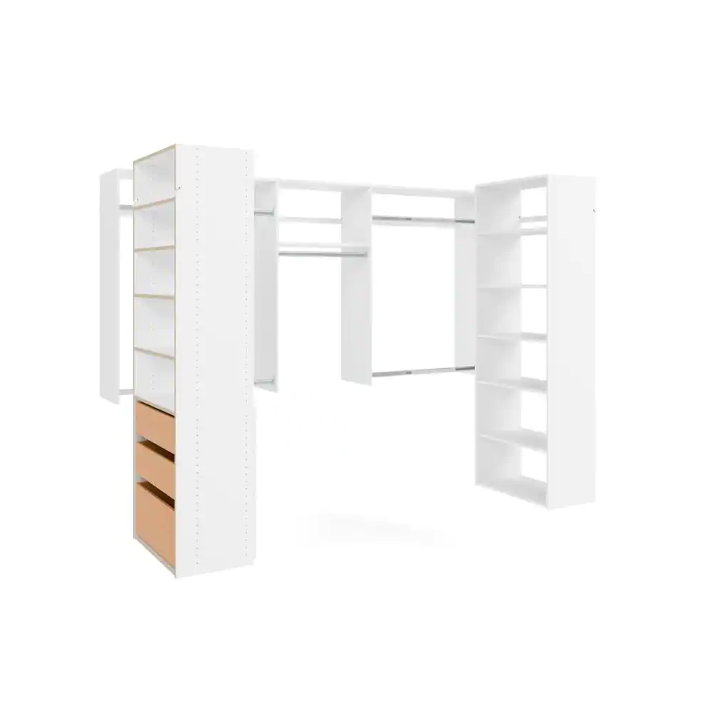 Closet Evolution 60 in. W - 96 in. W White U-Shaped Wood Closet System