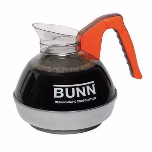 Bunn 12-Cup Commercial Glass Decanter, Orange Handle, 42401.0101