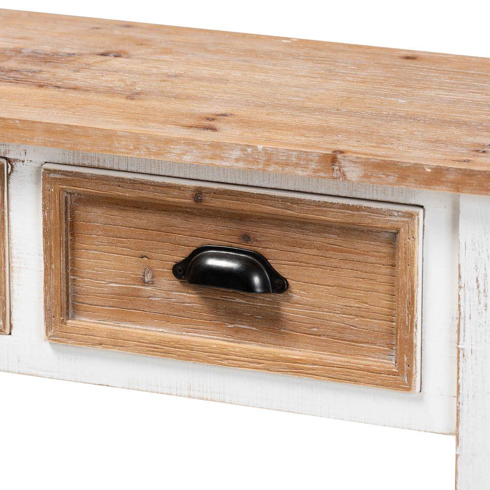 Baxton Studio Benedict 47.2 in. White and Oak Rectangle Wood Console Table