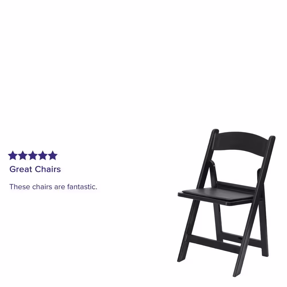 Carnegy Avenue Black Vinyl Seat with Resin Frame Folding Chair (Set of 2)