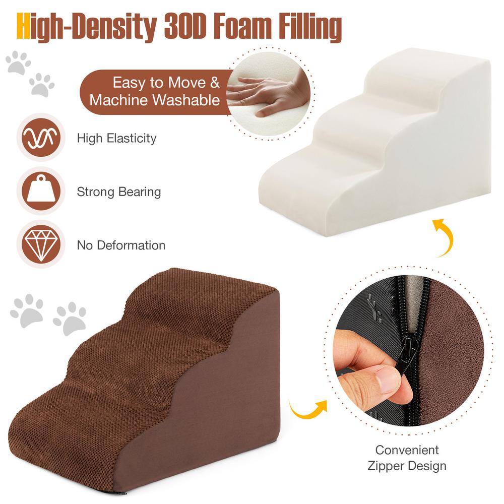 ANGELES HOME 3-Tier Non-Slip Dog Steps with High-Density Sponge and Silicone Paw Prints