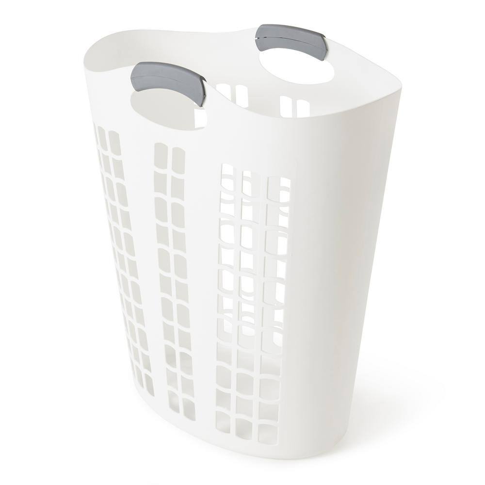 GRACIOUS LIVING White Easy Carry Flex 87 L Plastic Laundry Hamper (2-Pack)