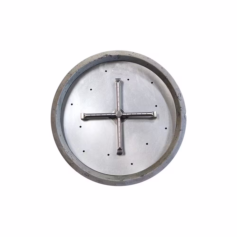 Natco Sonoma 39 in. x 18 in. Round Cement Propane Gas Fire Pit Kit Bowl in Pewter with 54 lbs. Bag of 0.75 in. Black Lava Rock