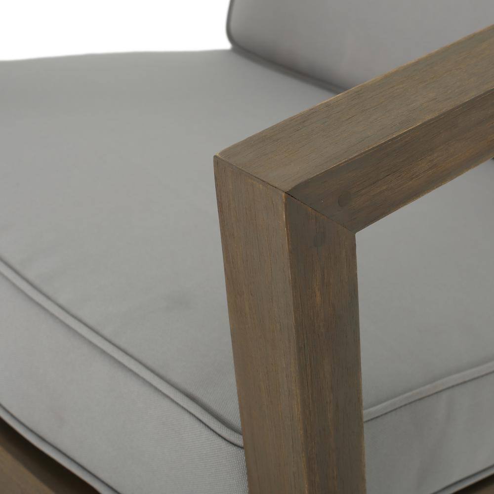 Noble House Leah Grey 7-Piece Wood Patio Conversation Seating Set with Grey Cushions