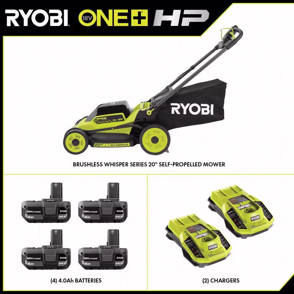 RYOBI ONE+ 18V HP Brushless Whisper Series 20