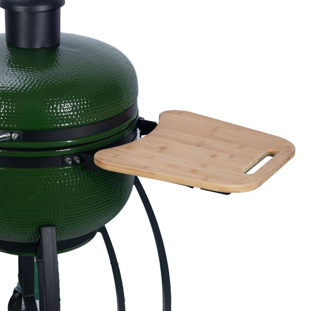 Merax 24  in.Ceramic Pellet Grill in Dark Green with 19.6 in. Dia Gridiron Double Ceramic Liner 4-in-1 Smoked Roasted BBQ