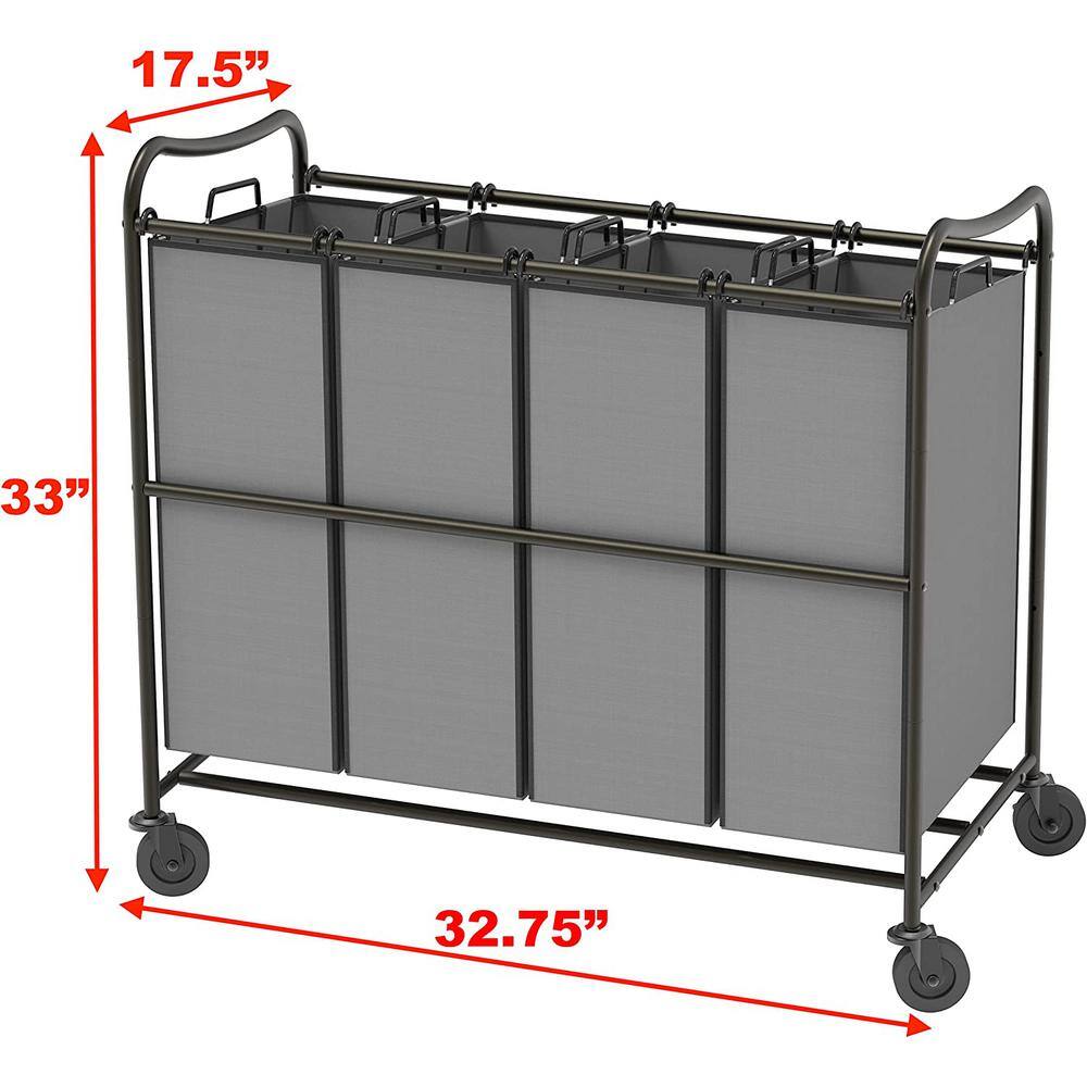 None 32.3 in. W x 17.5 in. D x 33 in. H Fabric Laundry Basket Hamper with Wheels Dark Gray