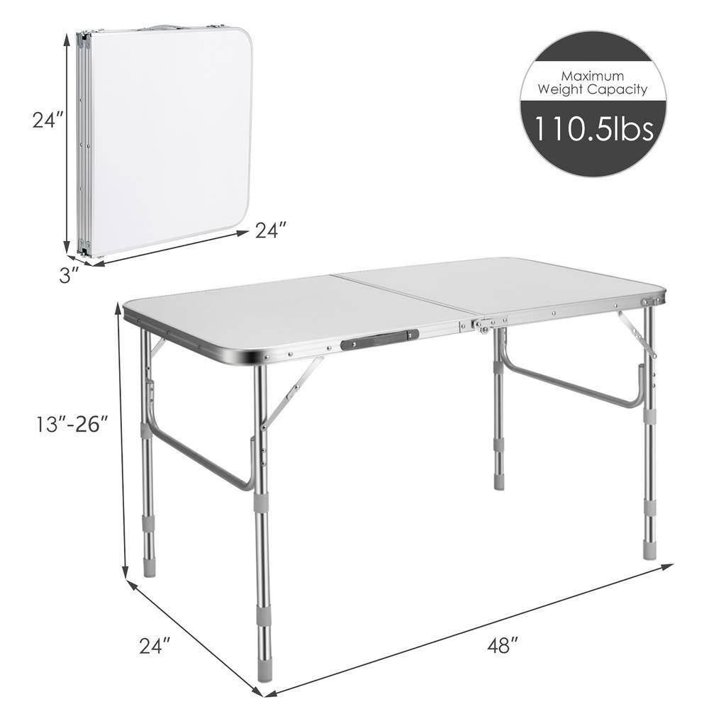 Costway 2-Piece Folding Tables Height Adjustable Aluminum Picnic Table with Carrying Handle