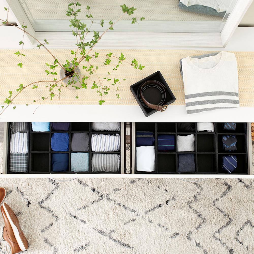 HOUSEHOLD ESSENTIALS 2PC Black Linen Square 6 in. Hard-Sided Trays