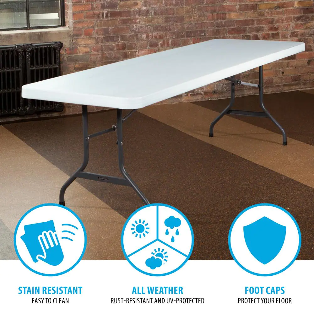 Lifetime 8 ft. White Granite Plastic Folding Table (Commercial)