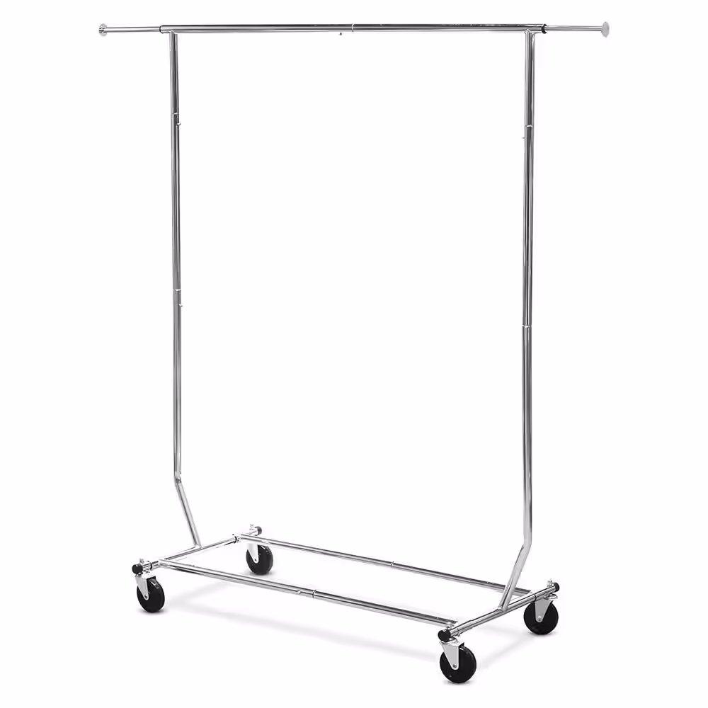 None Chrome Metal Garment Clothes Rack 51 in. W x 65 in. H