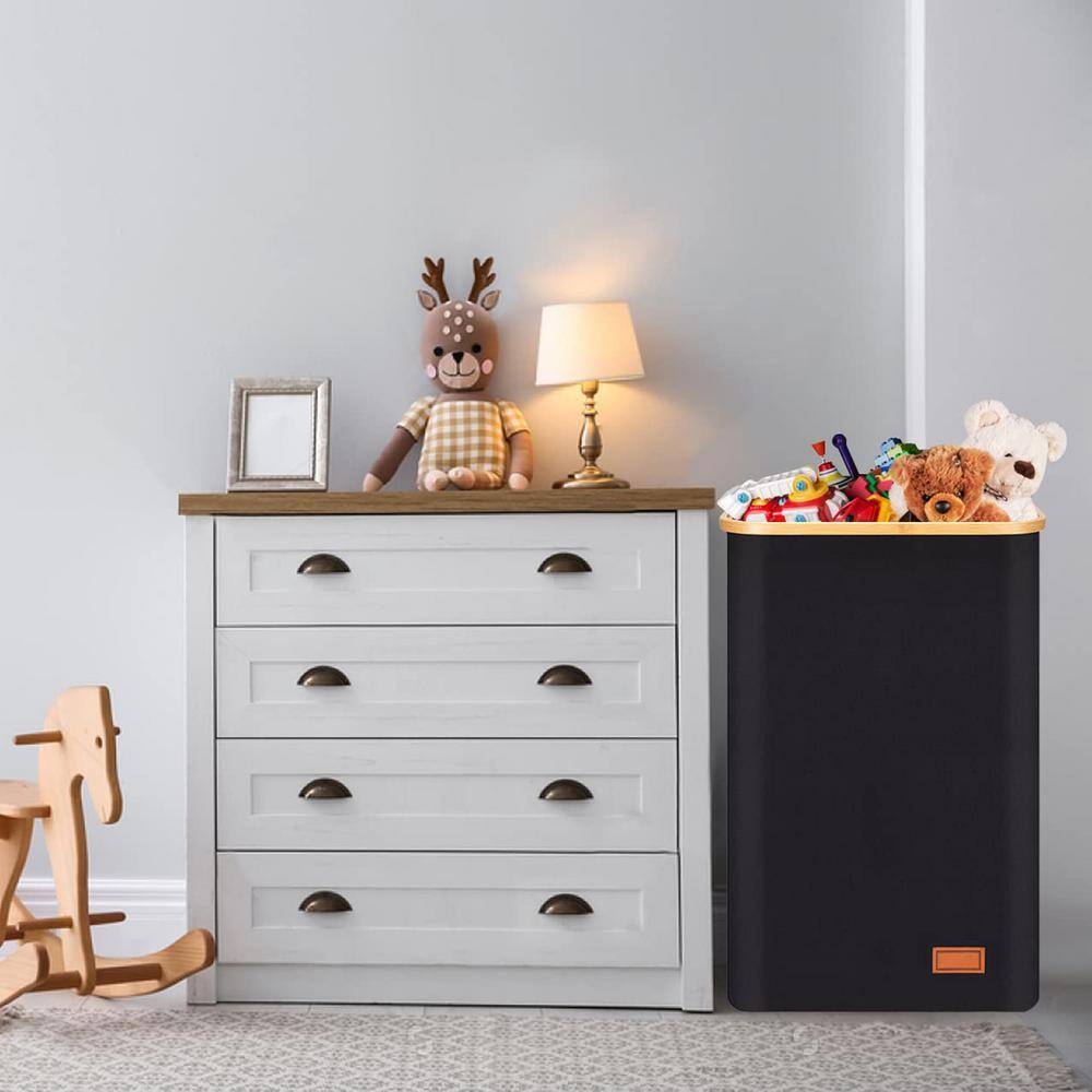 None 120 L Fabric Laundry Basket Hamper Black