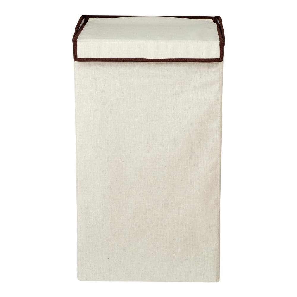 Honey-Can-Do Natural Collapsible Polyester Square Laundry Hamper with Lid